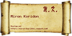 Miron Koridon névjegykártya